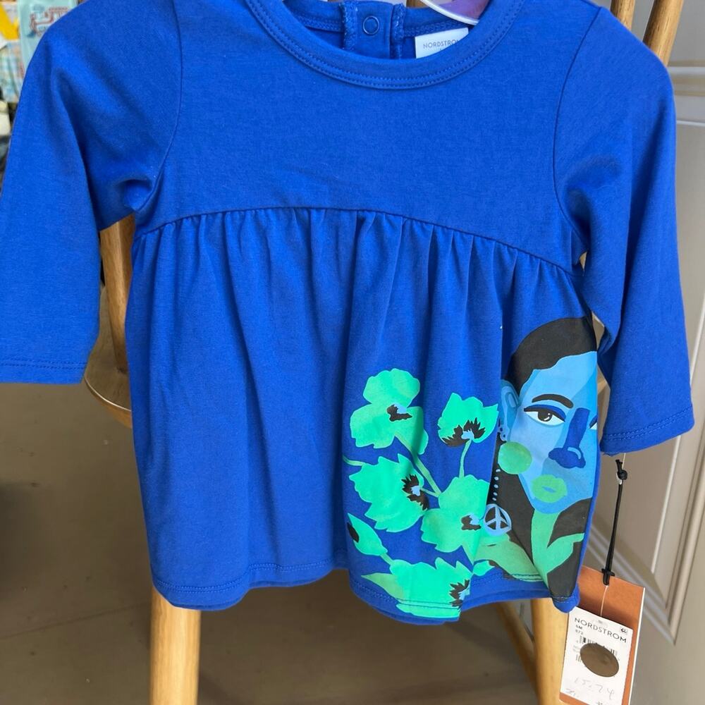 Nordstrom by Cristina Martinez Blue Graphic Dress- Size 6 months